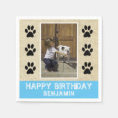 ドッグポープリントフォト子供の誕生日パーティー スタンダードカクテルナプキン (正面)