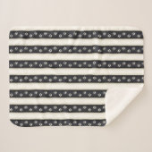 ドッグポープリントブラック&アンティークホワイトペット恋人 シェルパブランケット (正面(横))