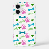 ドッグポープリントボーンハートオフピンクブルーグリーン Case-Mate iPhoneケース (裏面)