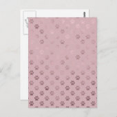 ドッグポープリントヴィンテージバラピンク ポストカード (正面/裏面)