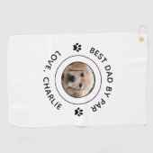 ドッグポープリント写真文字ゴルフパ最高のンパパBy Par ゴルフタオル (横)