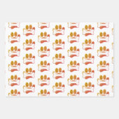 ドッグポープリント及びテクスチャ付き骨柄 ラッピングペーパーシート (正面)