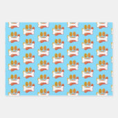 ドッグポープリント及びテクスチャ付き骨柄 ラッピングペーパーシート (正面)