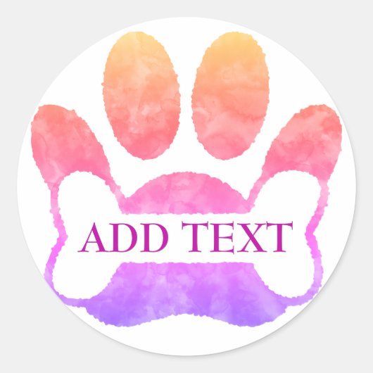 ドッグポープリント及び骨カラフル水色カスタム ラウンドシール (正面)