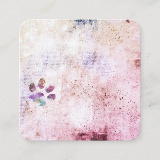 ドッグポープリント水彩(ばちゃばちゃ)跳ねる絵を描デザイン スクエア名刺 (正面)