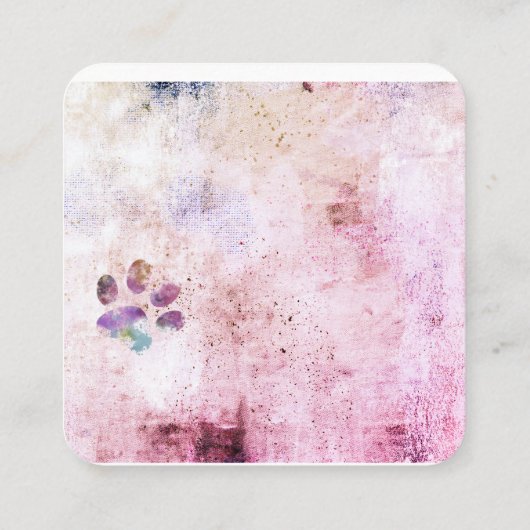 ドッグポープリント水彩（ばちゃばちゃ）跳ねる絵を描デザイン スクエア名刺 (裏面)