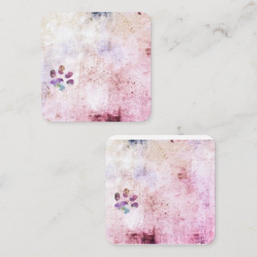 ドッグポープリント水彩(ばちゃばちゃ)跳ねる絵を描デザイン スクエア名刺 (正面/裏面)