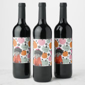 ドッグポープリント秋独自のカボチャをカスタム追加 ワインラベル (ボトル)