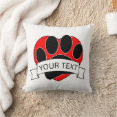 ドッグポープリント赤いハートバナー クッション (ブランケット)