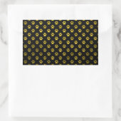 ドッグポープリント金ゴールドブラック背景メタリックフェイク 長方形シール (バッグ)