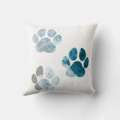 ドッグポープリント – ビーチの波と砂のビーチ クッション (裏面)