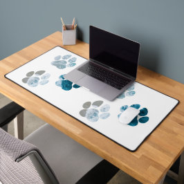 ドッグポープリント – ビーチの波と砂のビーチ デスクマット