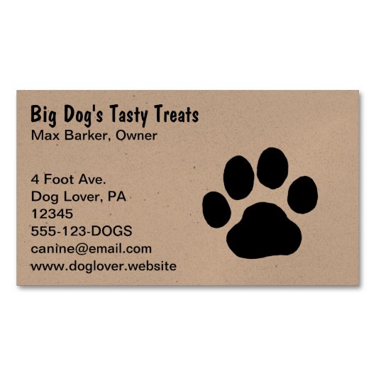 ドッグポープリント |ペットサービス |動物気に マグネット名刺 (正面)