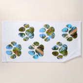 ドッグポープリント – 熱帯のヤシ ビーチタオル (正面)