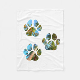 ドッグポープリント – 熱帯のヤシ フリースブランケット