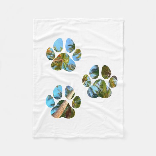 ドッグポープリント – 熱帯のヤシ フリースブランケット (正面)