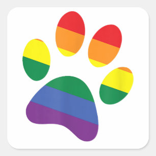 ドッグポーレインボーポーLGBTゲイプライドレズビアンサポート スクエアシール