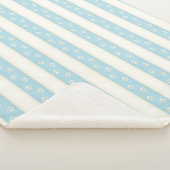 ドッグポー淡い色のプリントブルー&アンティーク白ストライプ色 シェルパブランケット (3/4)