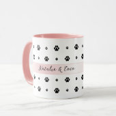 ドッグポー赤面ピンクボウカスタム文字写真 マグカップ (正面左)