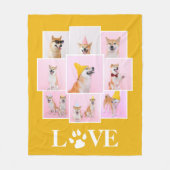 ドッグポーLOVE 9パーソナライズされたフォトコラージュ フリースブランケット (正面)