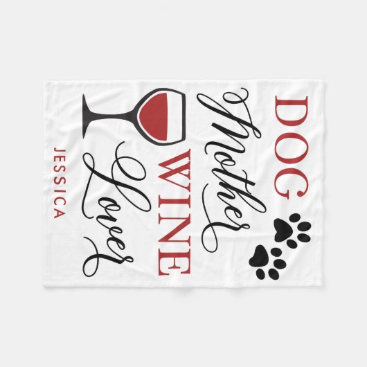 ドッグマザーワイン愛好引用文ペットマパーソナライズされたマ フリースブランケット (正面(横))