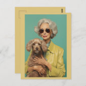 ドッグママイエローミントグリーン ポストカード (正面/裏面)