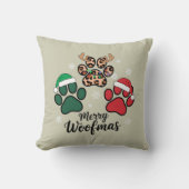 ドッグママクリスマスメリーウーフマスドッグラバークリスマス クッション (正面)