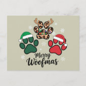 ドッグママクリスマスメリーウーフマスドッグラバークリスマス シーズンポストカード (正面)
