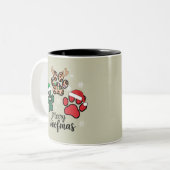 ドッグママクリスマスメリーウーフマスドッグラバークリスマス ツートーンマグカップ (正面左)