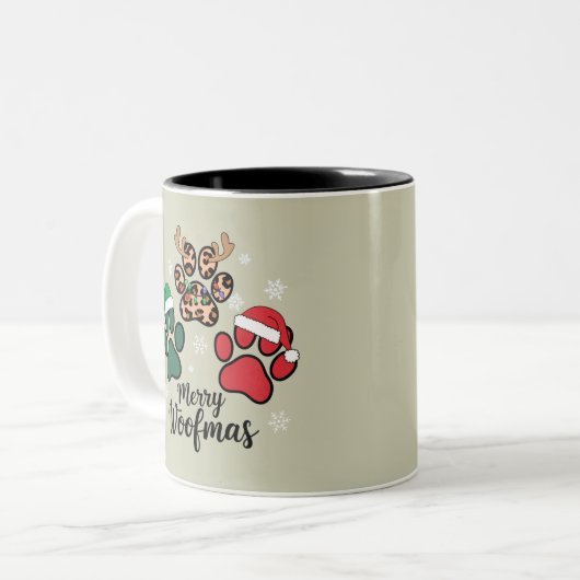 ドッグママクリスマスメリーウーフマスドッグラバークリスマス ツートーンマグカップ (正面左)