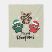 ドッグママクリスマスメリーウーフマスドッグラバークリスマス フリースブランケット (正面)