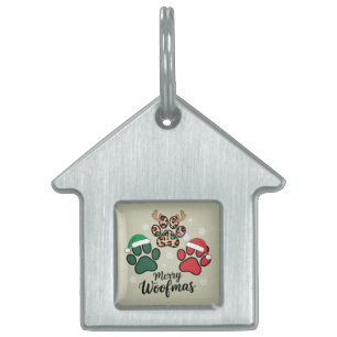 ドッグママクリスマスメリーウーフマスドッグラバークリスマス ペットネームタグ