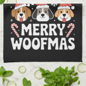 ドッグママクリスマスメリーウーフマスドッグ恋人 キッチンタオル (折り畳み)