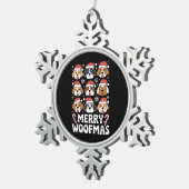 ドッグママクリスマスメリーウーフマスドッグ恋人 スノーフレークピューターオーナメント (右)