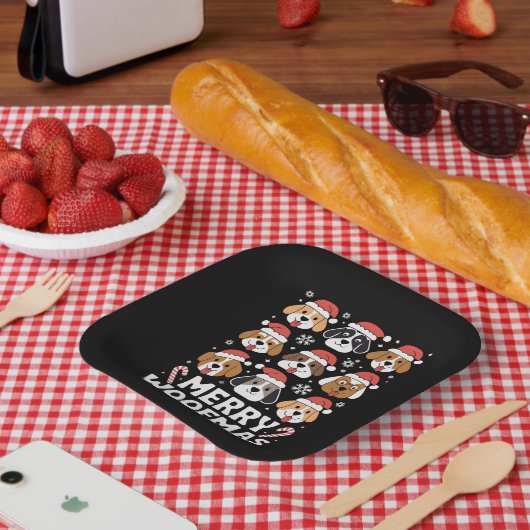 ドッグママクリスマスメリーウーフマスドッグ恋人 ペーパープレート (ピクニック)