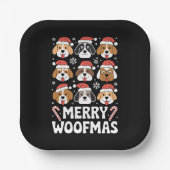 ドッグママクリスマスメリーウーフマスドッグ恋人 ペーパープレート (正面)