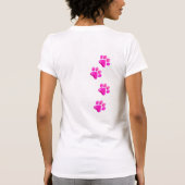 ドッグママピンクポープリントペットラバーおもしろい Tシャツ (裏面)