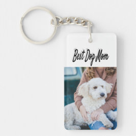 ドッグママフォトブラック文字 キーホルダー