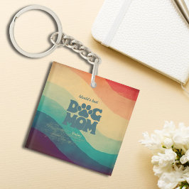 ドッグママレトログルーヴィパーソナライズされた キーホルダー