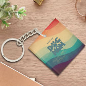 ドッグママレトログルーヴィパーソナライズされた キーホルダー