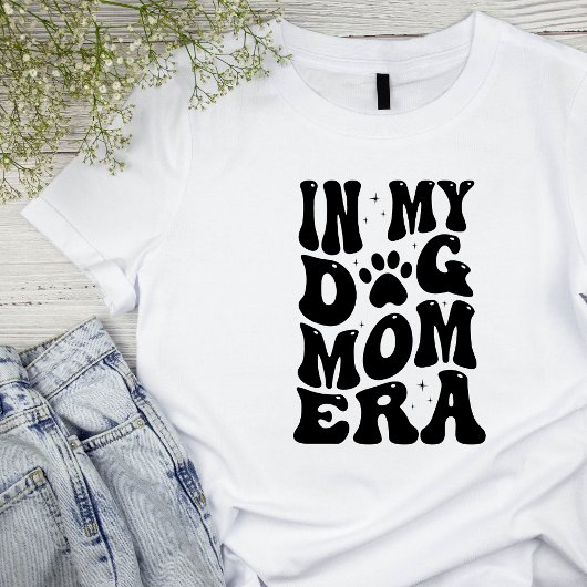 ドッグママレトロフォント女性基本Tシャツ Tシャツ