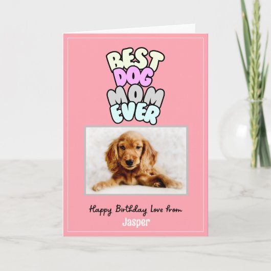ドッグママ誕生日カード、名前をカスタムする カード (正面)