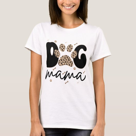 ドッグママ ヒョウ柄 母の日ギフト Tシャツ (正面)