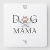 ドッグママ　肉球　母の日 & 誕生日 スクエア壁時計 (正面)