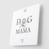 ドッグママ　肉球　母の日 & 誕生日 スクエア壁時計 (傾斜)