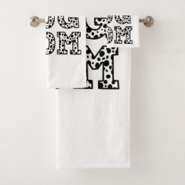 ドッグママinおもしろいダルマチアプリント名前をカスタムする バスタオルセット