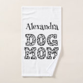 ドッグママinおもしろいダルマチアプリント名前をカスタムする バスタオルセット (ハンドタオル)