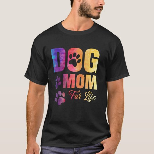 ドッグマムママタイダイ犬の日女子女性母の日 Tシャツ (正面)