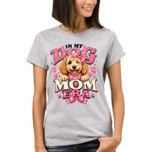 ドッグマム時代のピンクの仔犬の可愛いウィメンズTシャツ