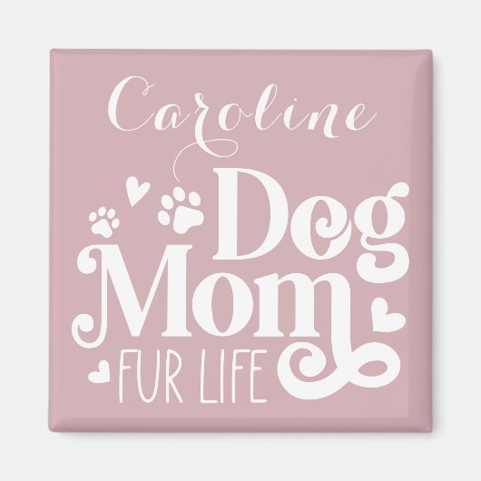 ドッグマモーファーライフホワイトスクリプト赤面ピンクカスタム マグネット (正面)